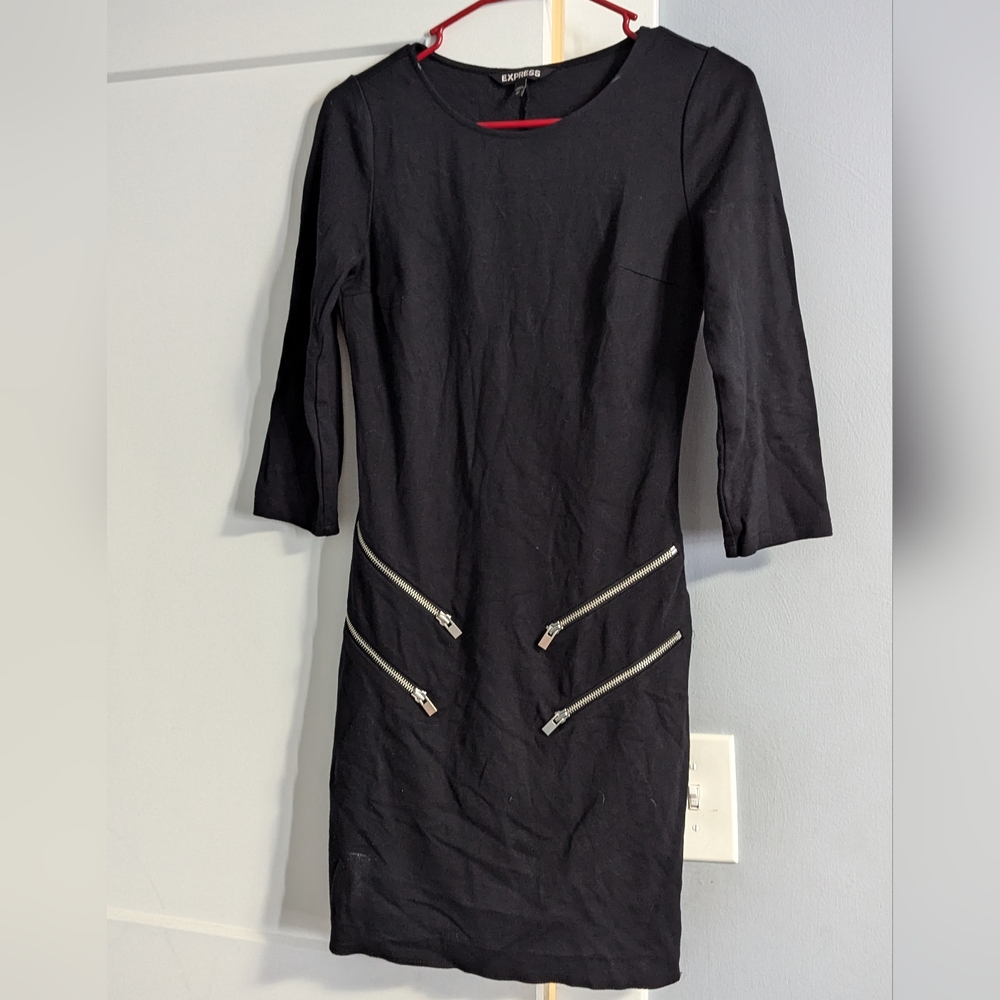 Express Black Dress with Zipper Accents